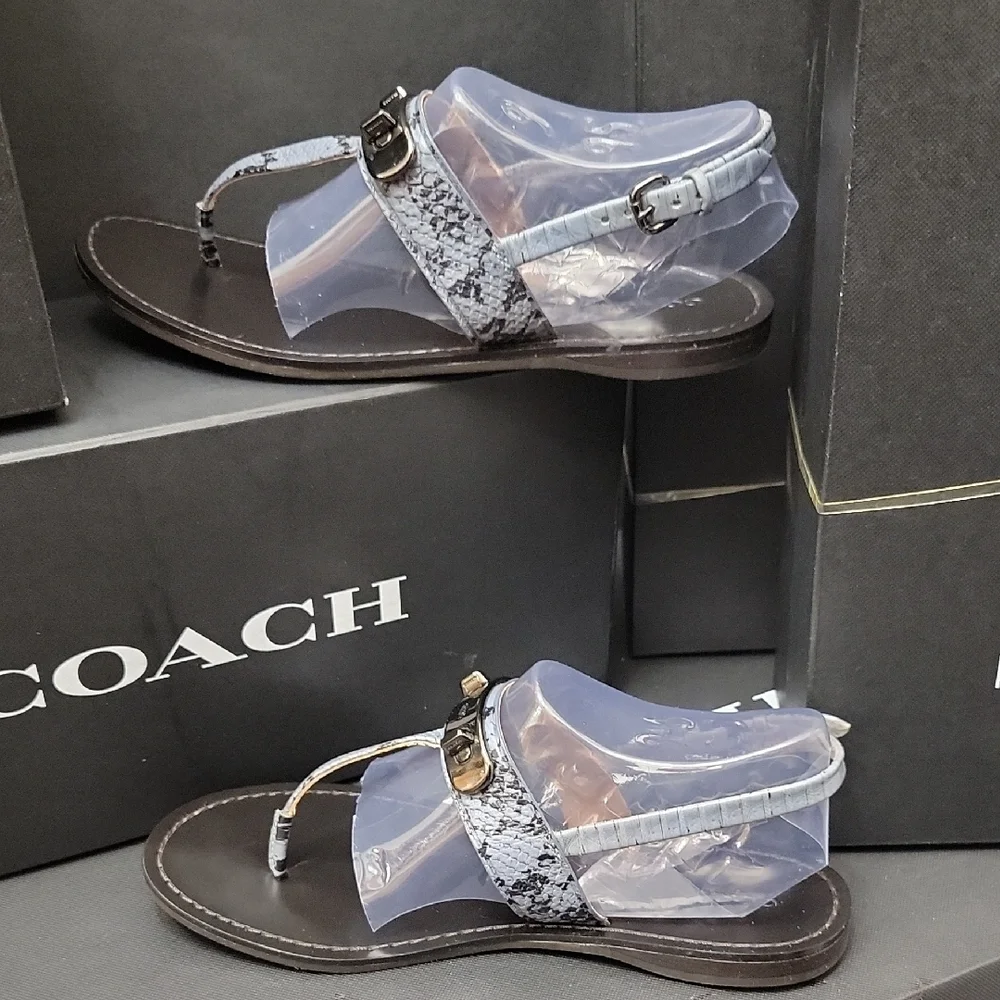 Coach Gracie SWAGGER Blue Snake Skin Sandals No. Q8140 - Picture 4 of 13